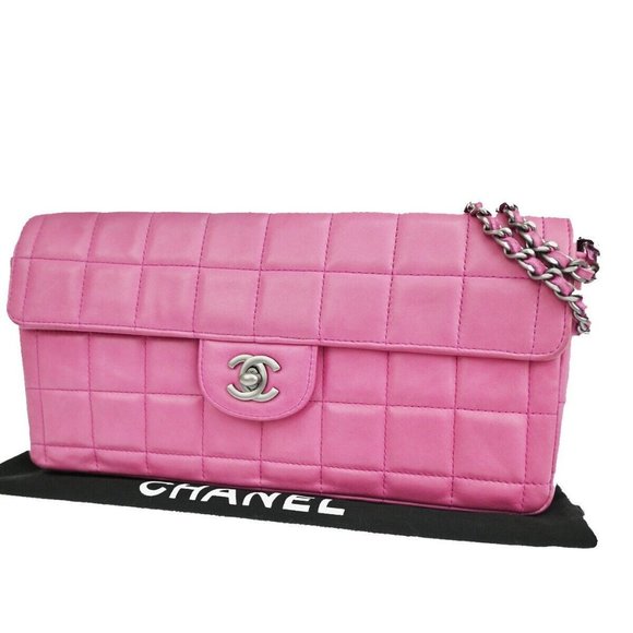 Authenticity Guarantee CHANEL CC Logo Chocolate Bar Chain Shoulder Bag Leather M - Picture 1 of 15